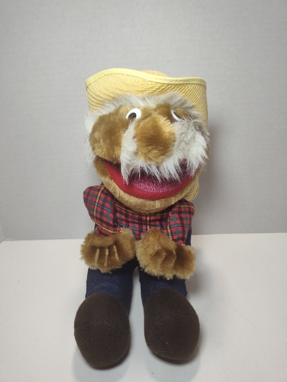 Vtg Shotgun Red Plush Doll 14" TNN Country Music Hat Ribbon Named Missing Vest